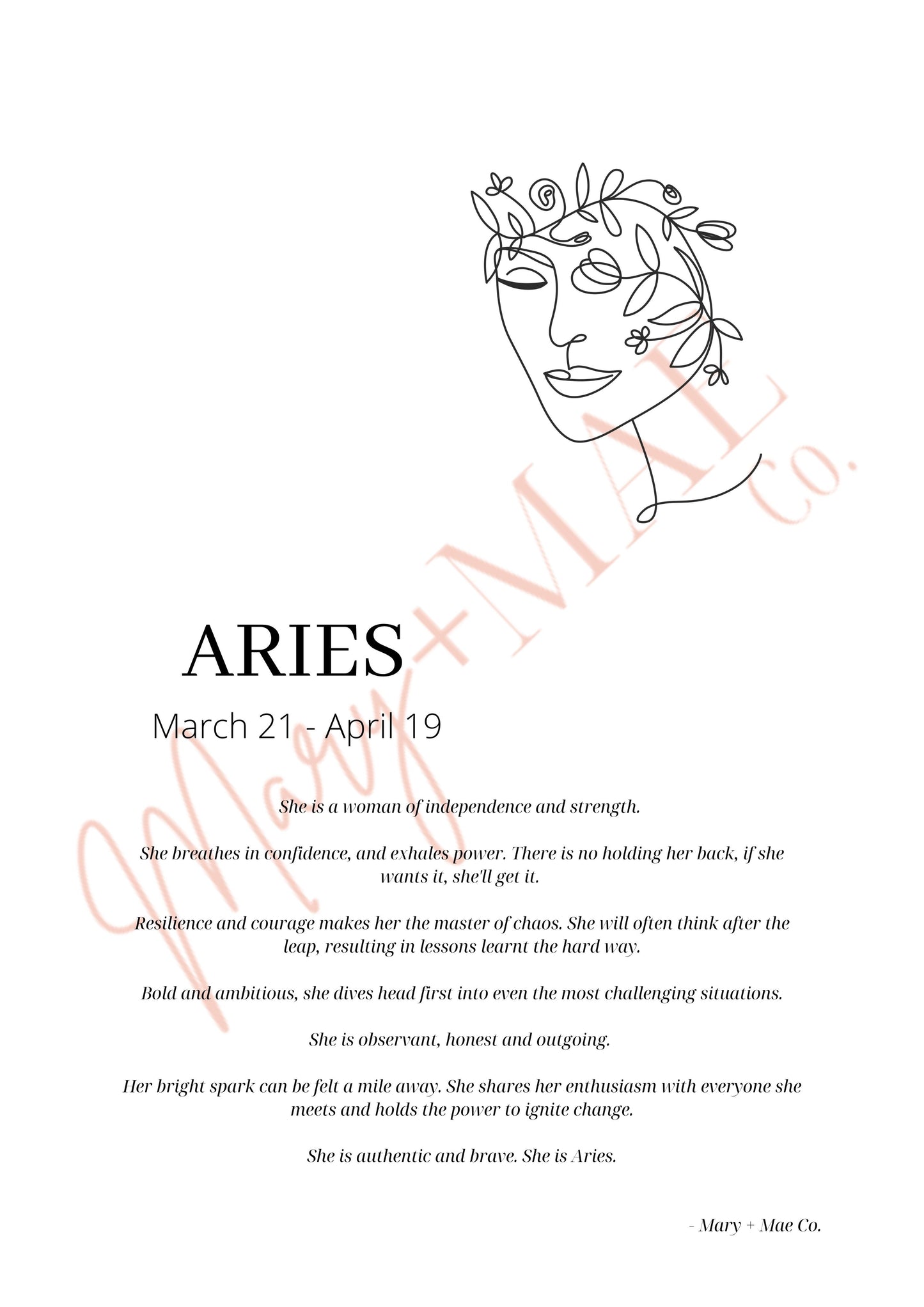 She is Aries Print